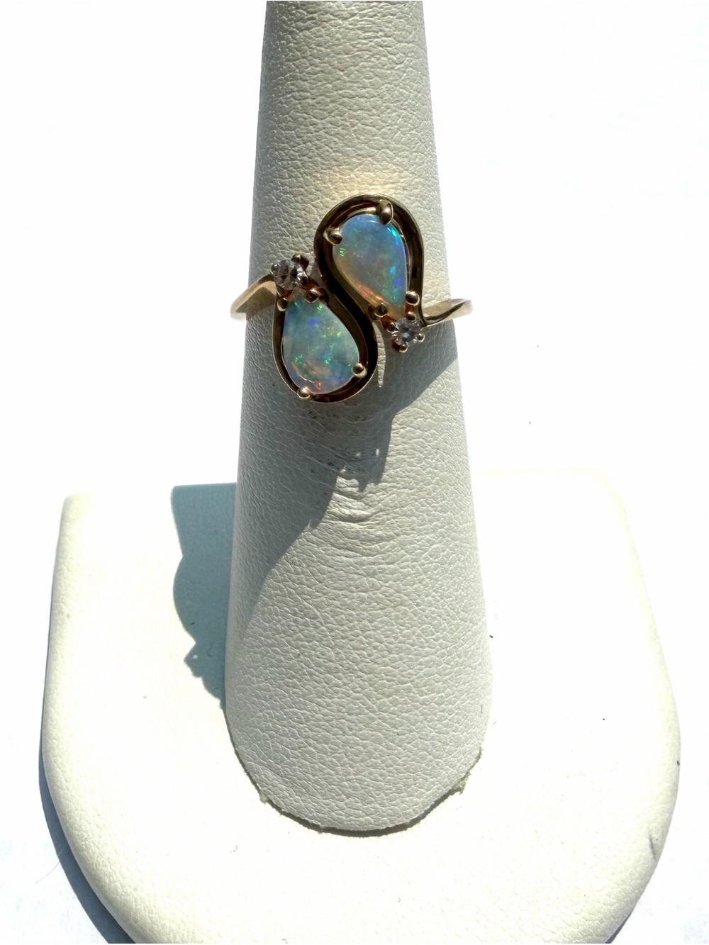 10k Yellow Gold Opal and Diamond Ring